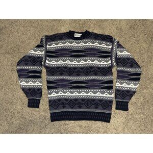 MEGALOS VTG 3D Knit 90s Coogi Style Cosby Grandpa Biggie HipHop Textured XLTall
